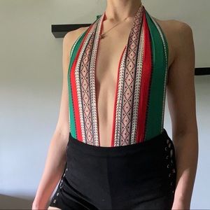 Deep cut colorful bodysuit